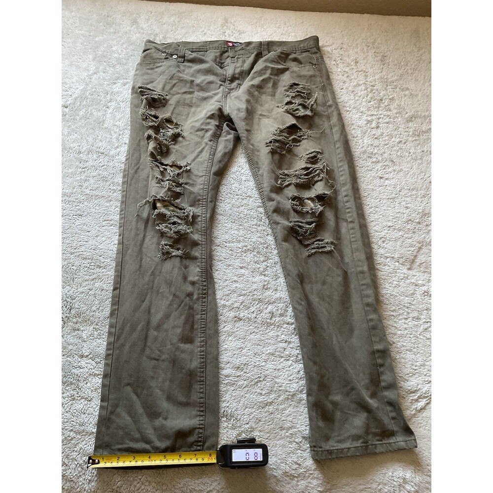 SOUTH POLE DISTRESSED STRAIGHT JEANS Size 36 X 32 GREEN OLIVE